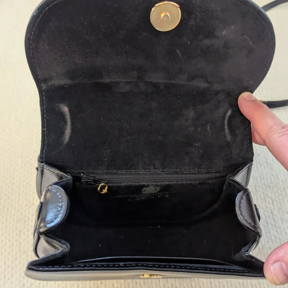 Black Leather Handbag by Launer - Picture 3 of 6